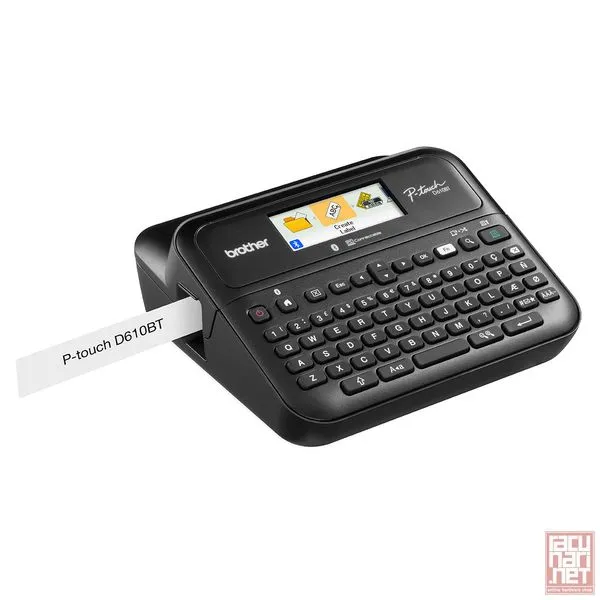 Brother PT-D610BT, Desktop Bluetooth and PC Connectable Label Printer with Colour display, Print up to 24mm TZe tape, 30mm per second, Print up to 7 lines, 180dpi, auto cutter, QWERTY keyboard, USB/BT, AC Adapter/USB Cable/Carry Case/TZE-S251 tape