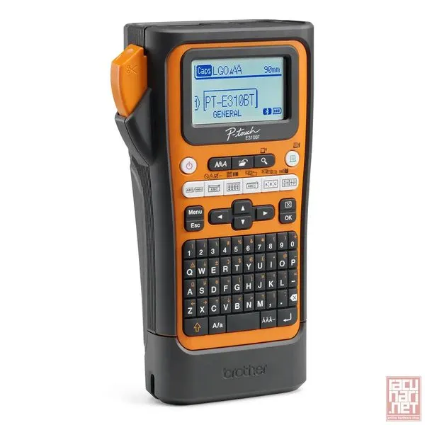 Brother PT-E310BTVP, Handheld, QWERTY keyboard, TZe tapes 3,5 to 18 mm, Manual Cutter, Backlit LCD with label preview, High speed with barcode support, Lion battery, Carry Case, Wrist Strap