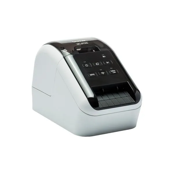 Brother QL-810W, Label Printer, DK Rolls up to 62 mm width, 148 mm/s print speed, 300 dpi, USB 2.0, PT Editor Lite, Wi-Fi, Black/Red printing, USB cable, AC adapter & power cord documentation, Optional Li-ion battery