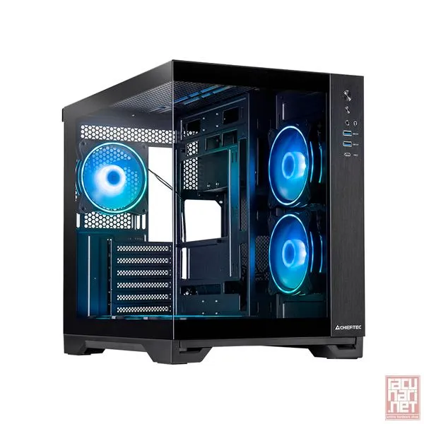 CHIEFTEC GM-30B-M-OP VISIO, 2x3.5", 2x2.5", 6x120mm A-RGB fans, A-RGB control hub with M/B sync and PWM fan speed control, Tempered glass front & side panels