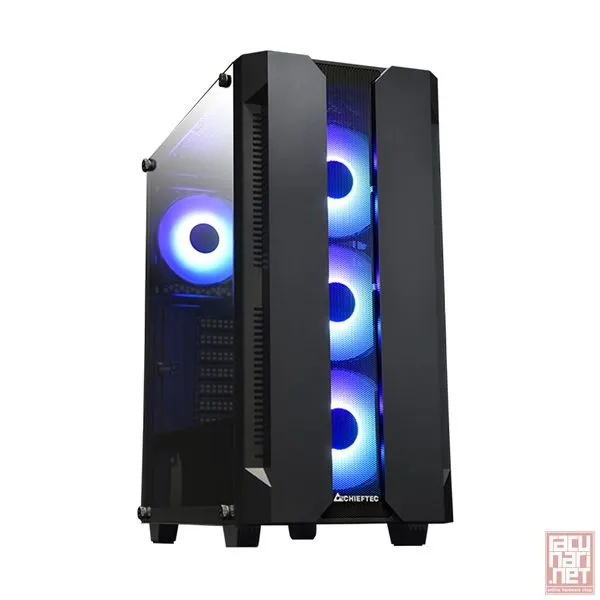 CHIEFTEC GS-01B-OP Hunter, 2x3.5", 2x2.5", Front 3x120mm ARGB fan/ Rear 1x120mm ARGB fan, Tempered glass side panel, A-RGB control hub with M/B SYNC and fan speed control