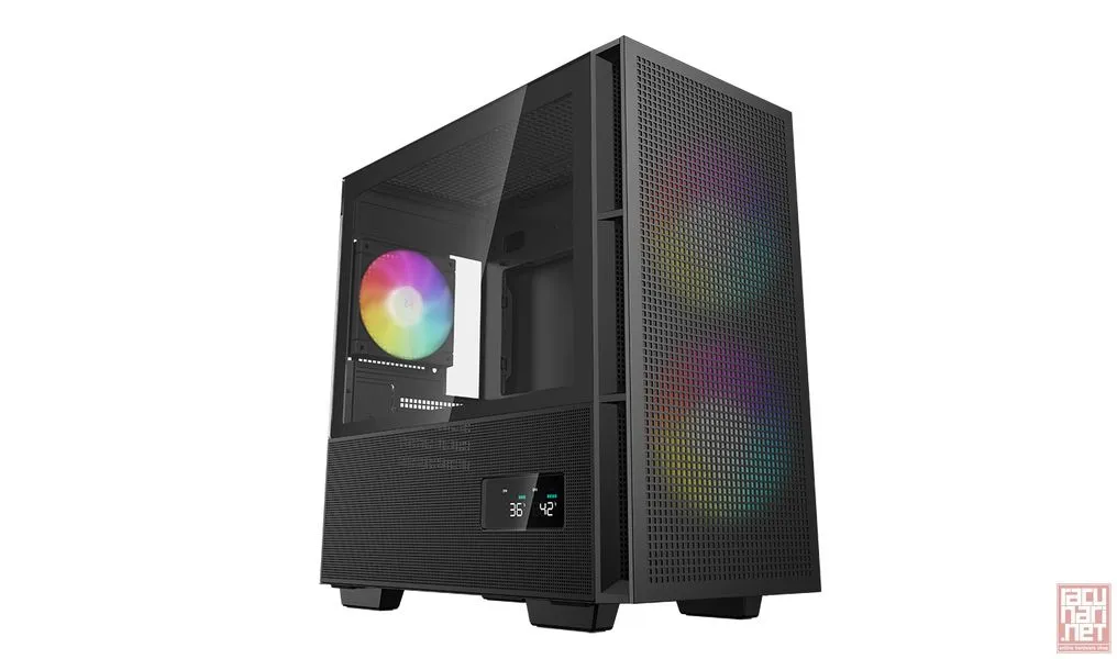 DeepCool CH360 DIGITAL, mATX case, Dual Status Display, 2xPWM 140mm ARGB fans front + 1x120mm ARGB fan rear, Tempered Glass