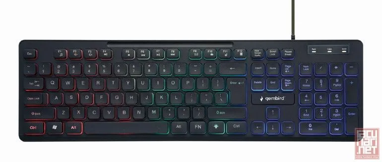 Gembird KB-UML3-02, rainbow backlight multimedia keyboard, US, USB, black