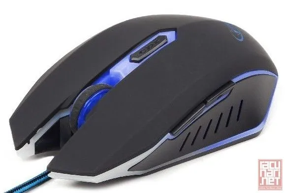 Gembird MUSG-001-B, Gaming mouse, 600-2400dpi, Illuminated blue, USB black