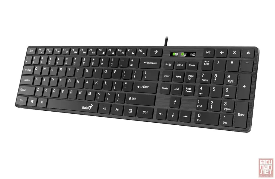 GENIUS SlimStar 126, wired multimedia keyboard, USB, US layout, black