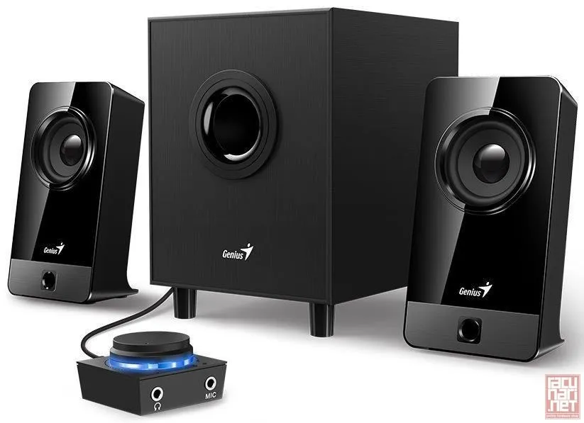 Genius SW-2.1 300X, 2.1 speaker system, 10 W (Subwoofer: 3.5 W / Satellites: 3.25 W x2), 3.5mm