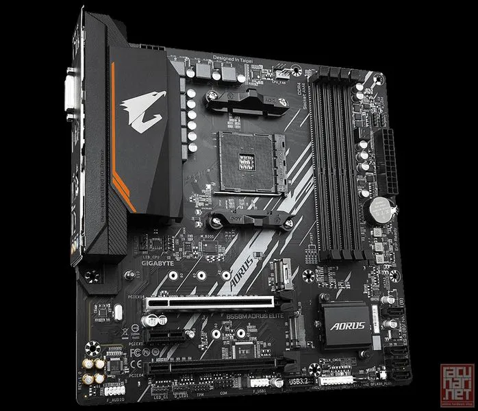 Gigabyte B550M AORUS ELITE, AMD B550, 2xPCI-Ex16, 4xDDR4, 2xM.2, DVI/HDMI/USB3.2 (Gen1), mATX (Socket AM4)