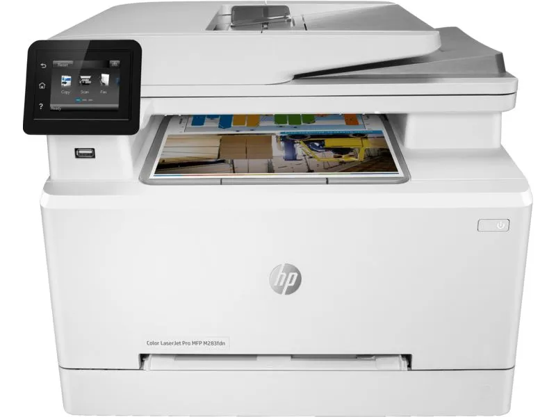 HP Color LaserJet Pro MFP M283fdn, A4, print/scan/copy/fax, print 600dpi, 21/21ppm black/color, duplex, ADF, MDC 40K, 2.7" touch LCD, USB/LAN (7KW74A)