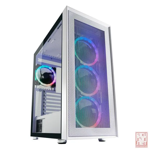 LC POWER Gaming 802W - White_Wanderer_X, ATX, 4x120mm RGB case fans, tempered glass side, USB3.0/Type C