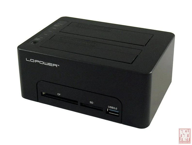 LC Power LC-DOCK-U3-CR, External dock for 2x2.5/3.5" SATA HDD/SSD with Card reader and USB3.0 hub, USB3.0
