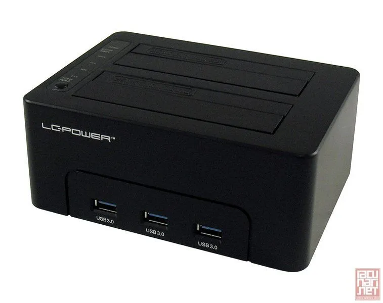 LC Power LC-DOCK-U3-HUB, External dock for 2x2.5/3.5" SATA HDD/SSD with 3xUSB3.0 hub, USB3.0