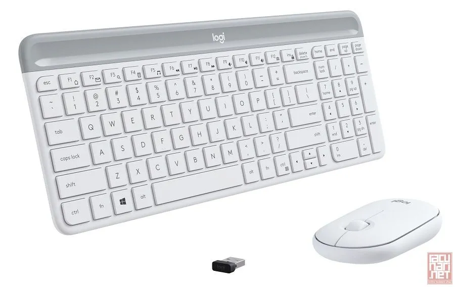 Logitech Wireless Combo MK470, slim keyboard, optical mouse, USB receiver, white, US