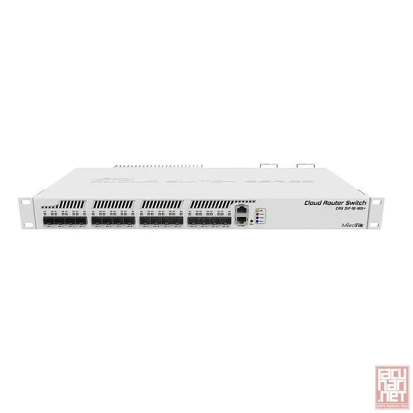 MikroTik CRS317-1G-16S+RM, 1x Gigabit LAN, 16x SFP+ cages, Dual Core 800MHz CPU, 1GB RAM, 1U rackmount passive cooling case, Dual Power Supplies, SwOS/RouterOS L6