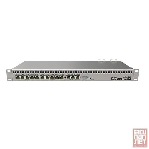 MikroTik RB1100AHx4, Powerful 1U rackmount router with 13x Gigabit Ethernet ports, RS232 serial port, 1.4GHz CPU, 1GB RAM, RouterOS L6