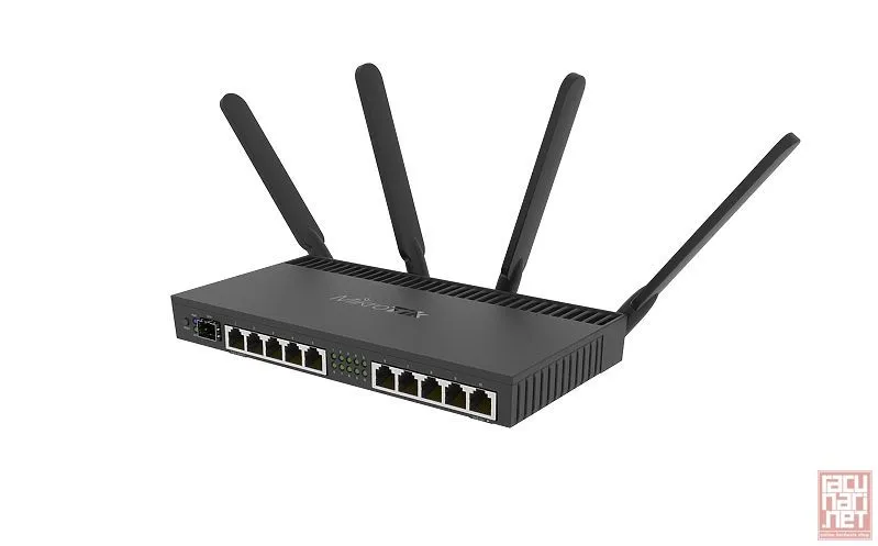 MikroTik RB4011iGS+5HacQ2HnD-IN, dual band 802.11ac/n router, 10x Gigabit ports, 1x SFP+ 10Gbps interface, PoE in, Passive PoE out, 1.4GHz QC CPU, 1GB RAM, RouterOS L5