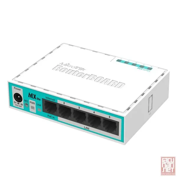 MikroTik RB750r2 hEX Lite, 5x10/100 Ethernet ports, 850MHz, 64MB, RouterOS L4