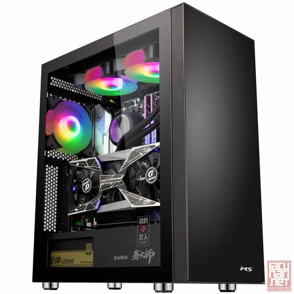 MS Armor V500 Gaming, ATX, no PSU, 3x3.5", 3x2.5", tempered glass side