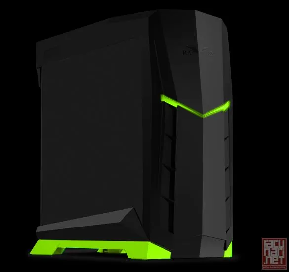 SilverStone RAVEN RVX01BV-W USB 3.0, Tower ATX, w/ window kit, 3 x AP122 included, Black with green trim [24]