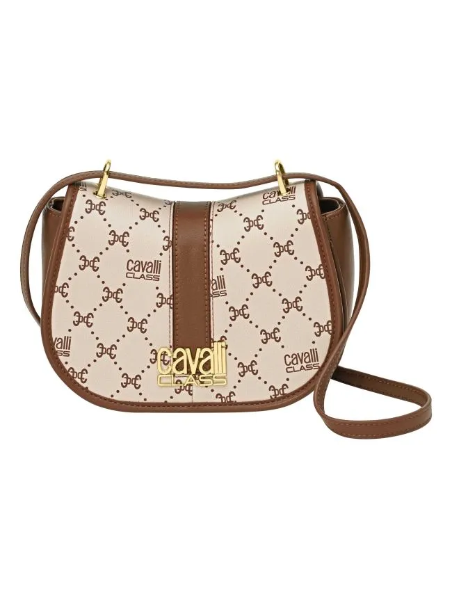 Cavalli class crossbody zenska torba beatrice, light monogram & chocolate