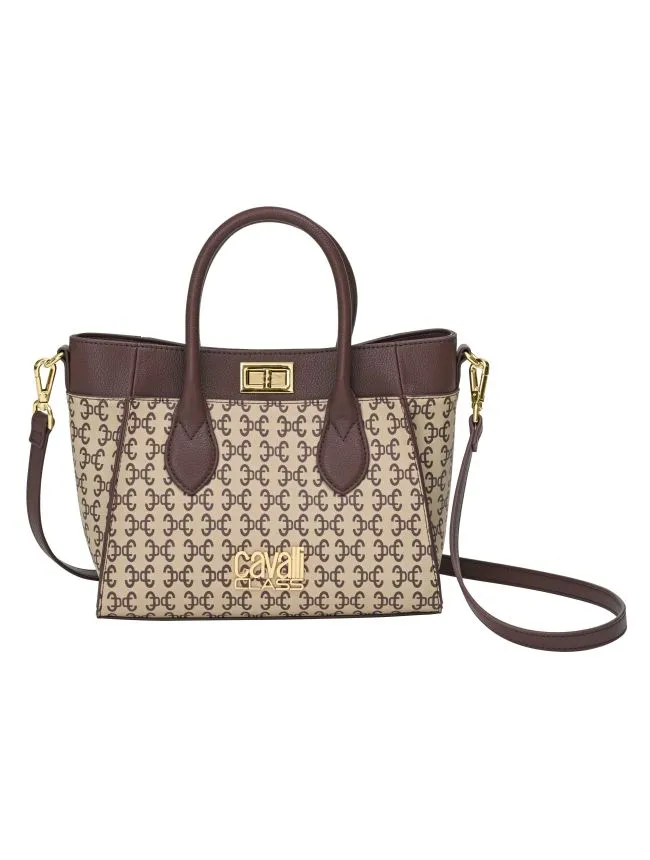 Cavalli class top handle zenska torba daria, monogram & choco