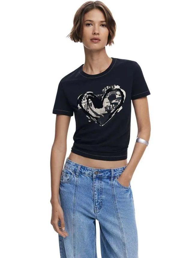 Desigual - crna pamučna ženska majica