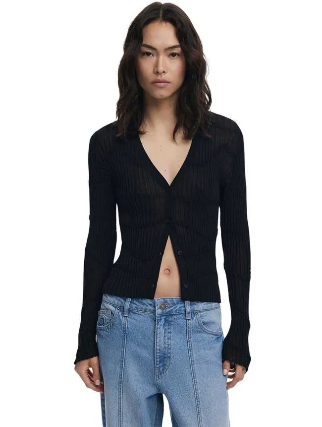 Desigual - crni slim fit ženski kardigan