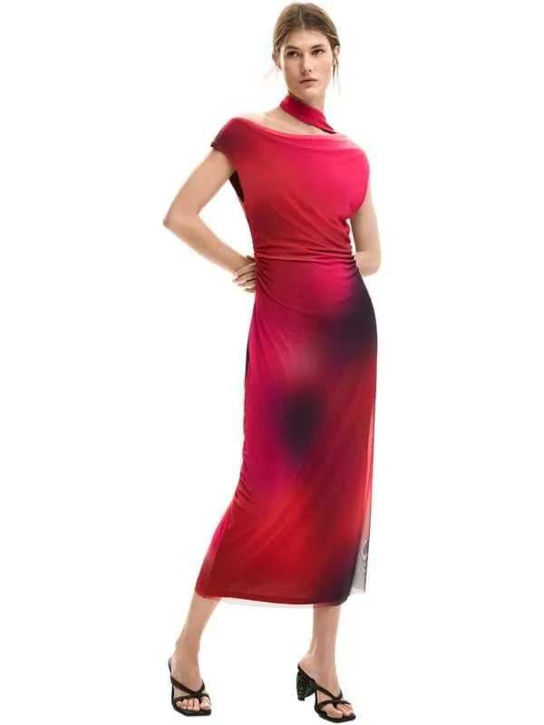 Desigual - crvena midi haljina