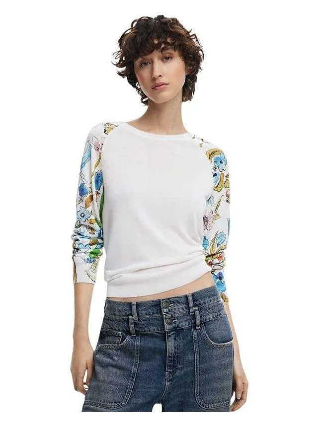 Desigual - Ženski džemper sa printom na rukavima