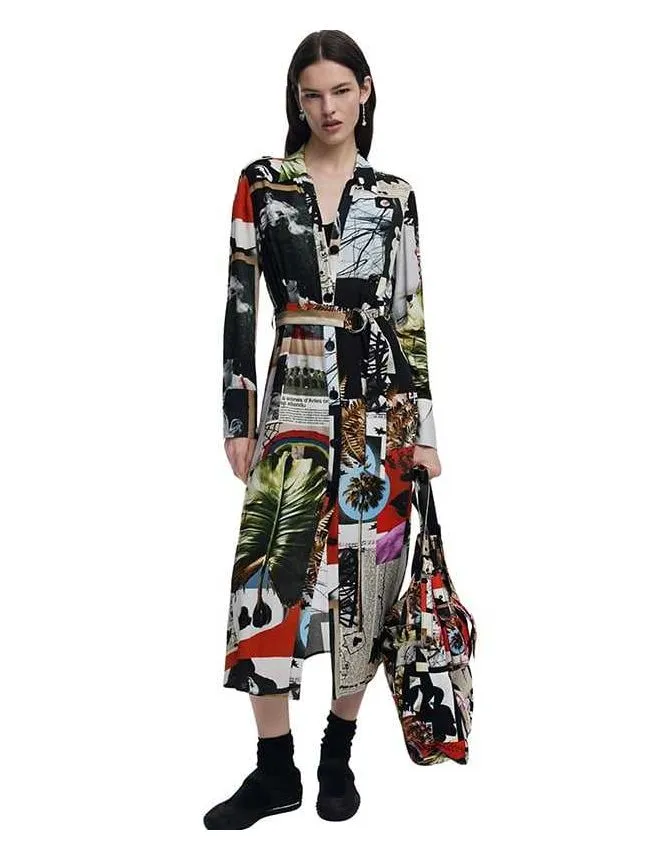 Desigual - midi košulja-haljina sa printom