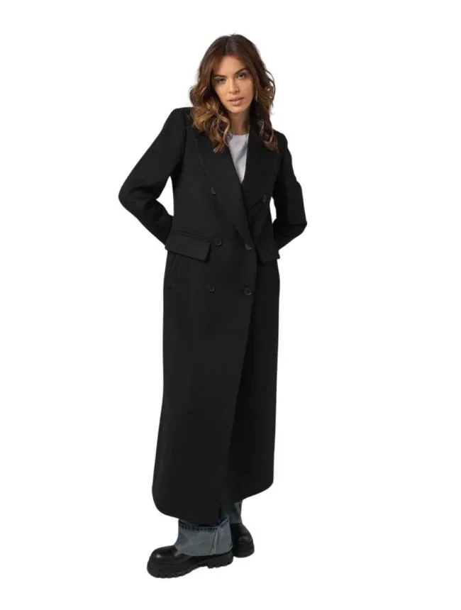 Dugi crni kašmirski kaput