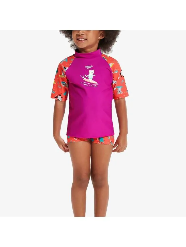 Girls digital short sleeve rash top set