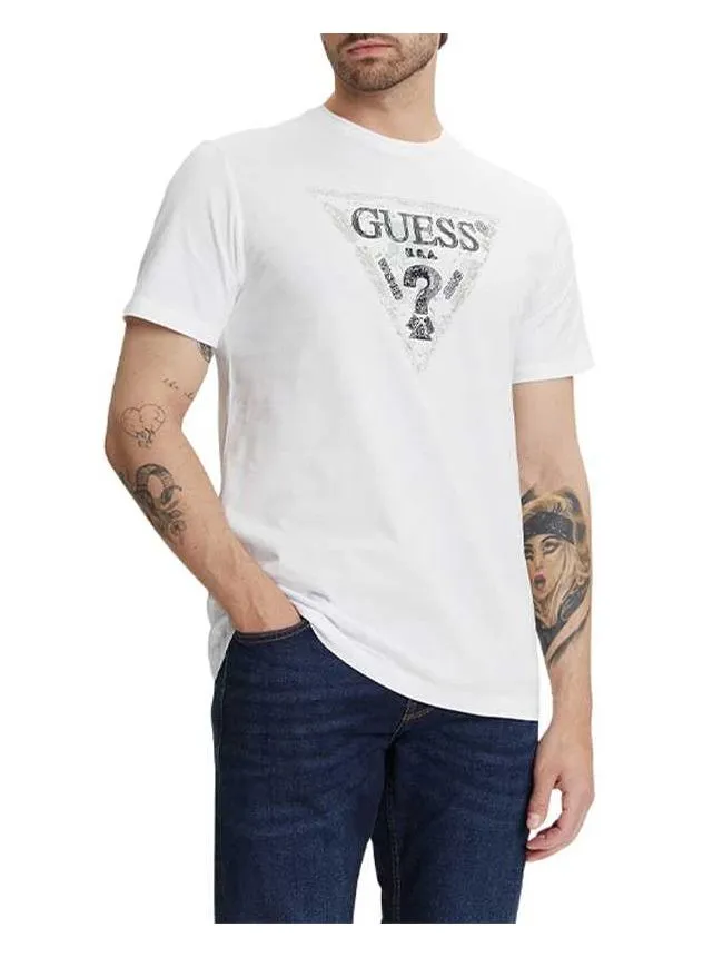 Guess - bela pamučna muška majica
