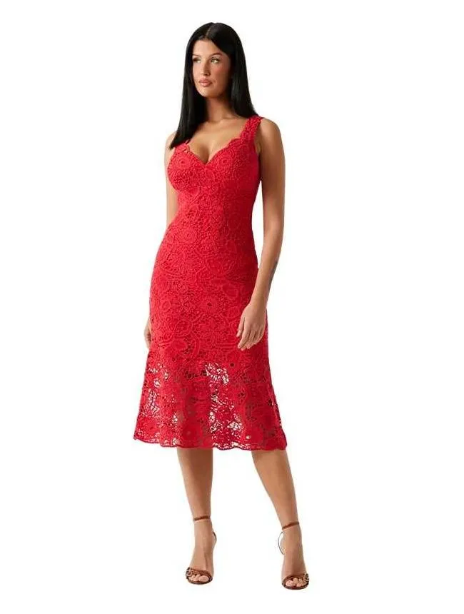 Guess - crvena midi haljina