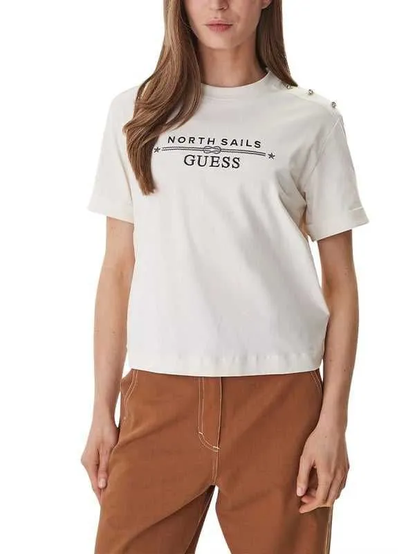 Guess - pamučna ženska majica sa printom