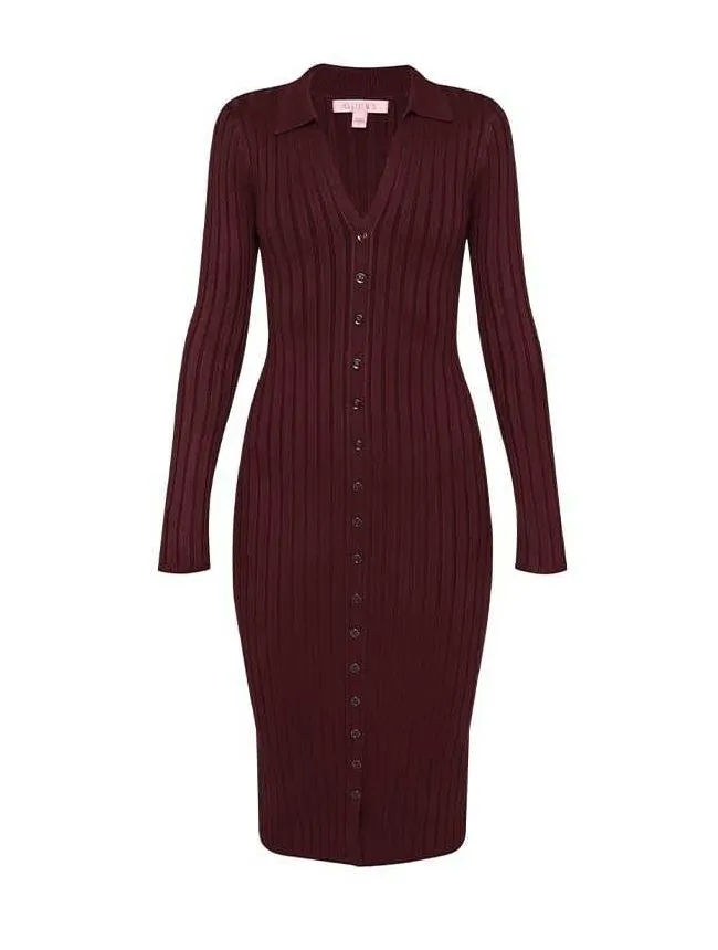 Guess - rebrasta bordo haljina