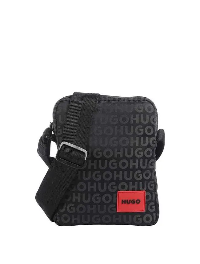 Hugo - crna muška torbica sa printom
