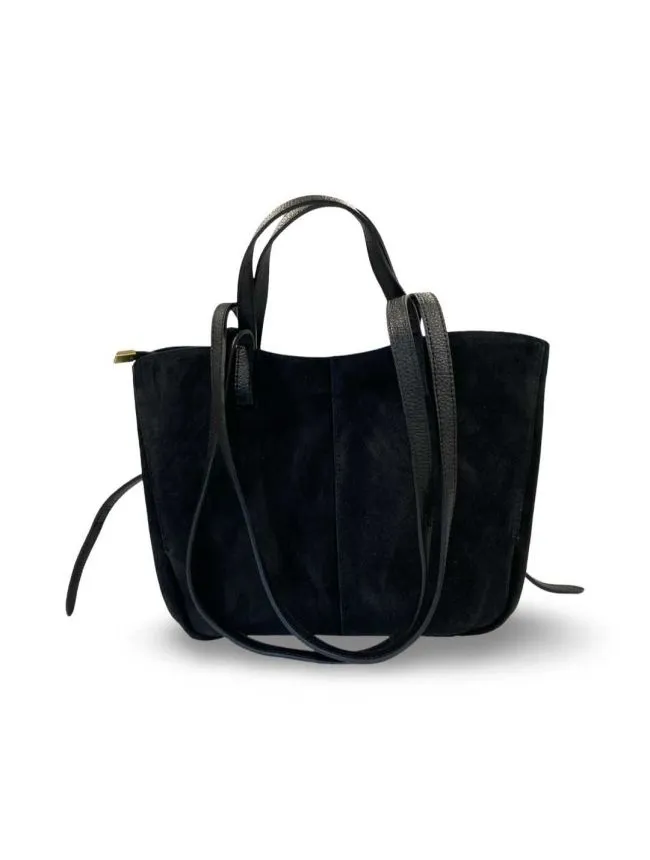 Kožna torba milica- kombinacija kože i velura