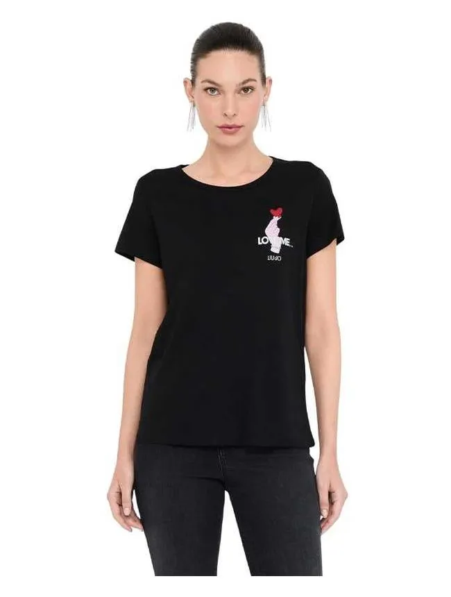 Liu jo - crna pamučna majica za žene