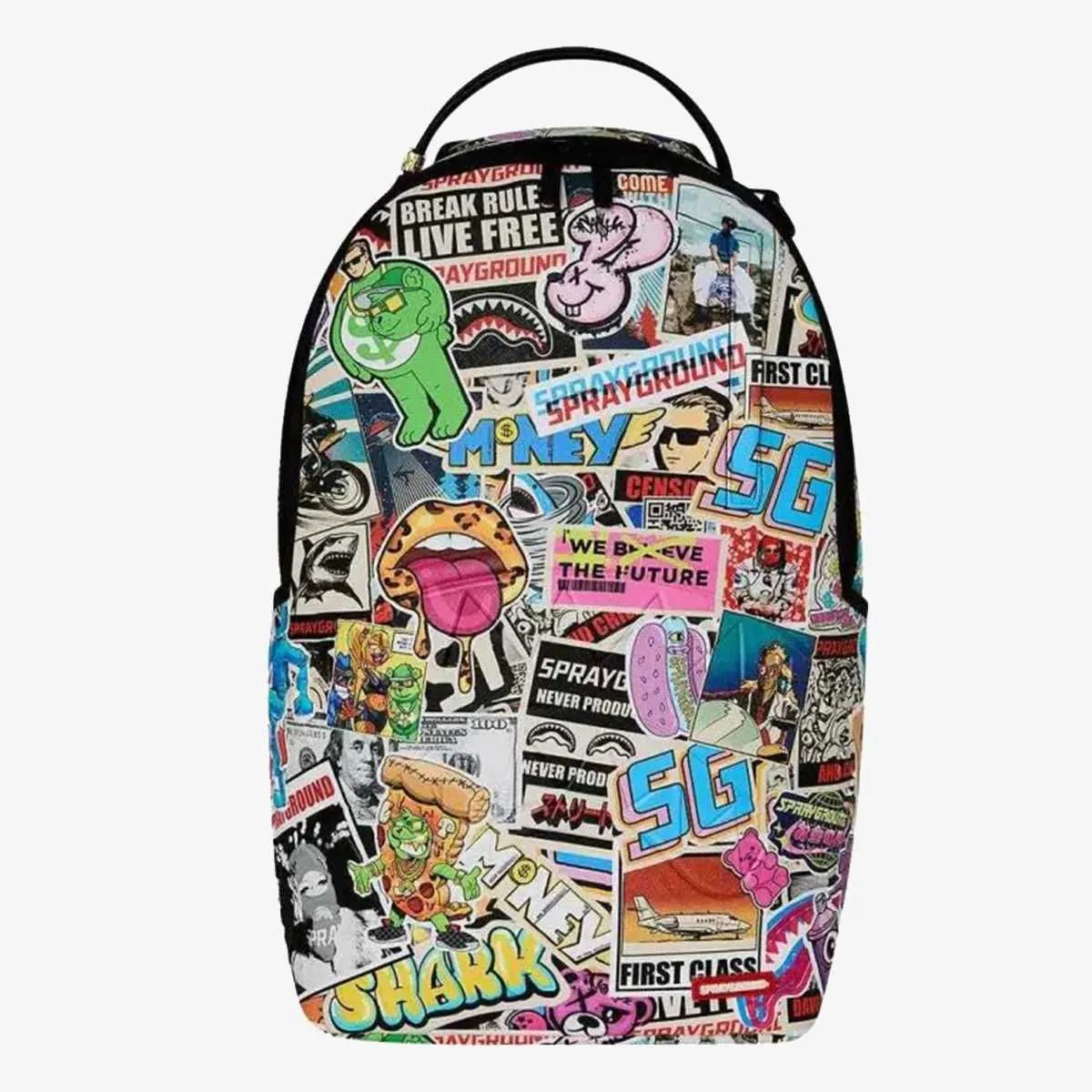 Punk sticker shark backpack