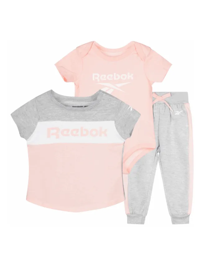 Reebok set za bebe devojcice tri dela, roze sivi