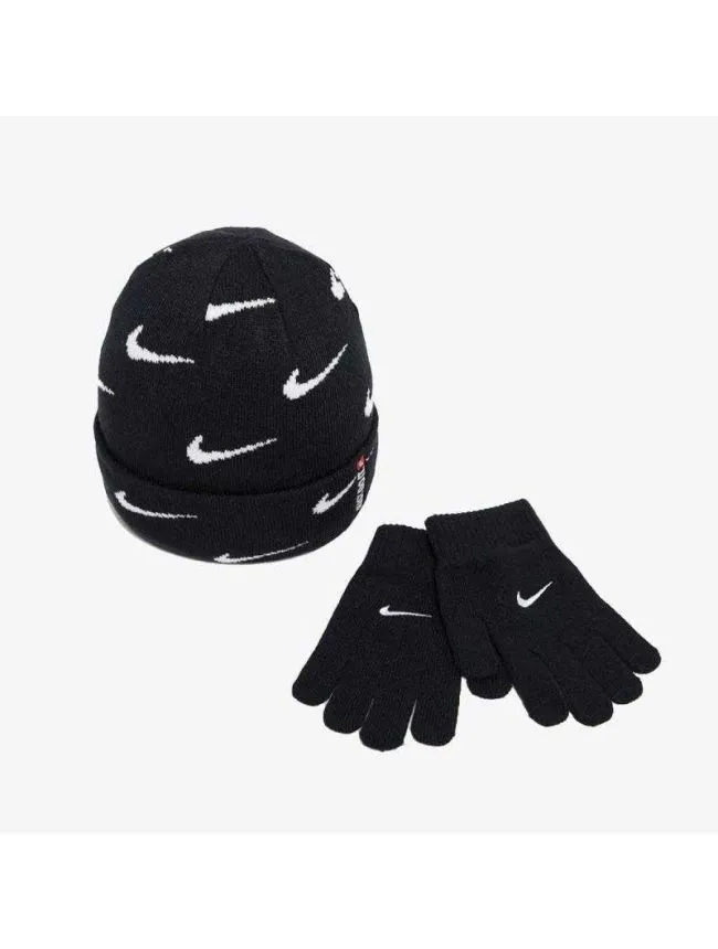 Swoosh repeat beanie set