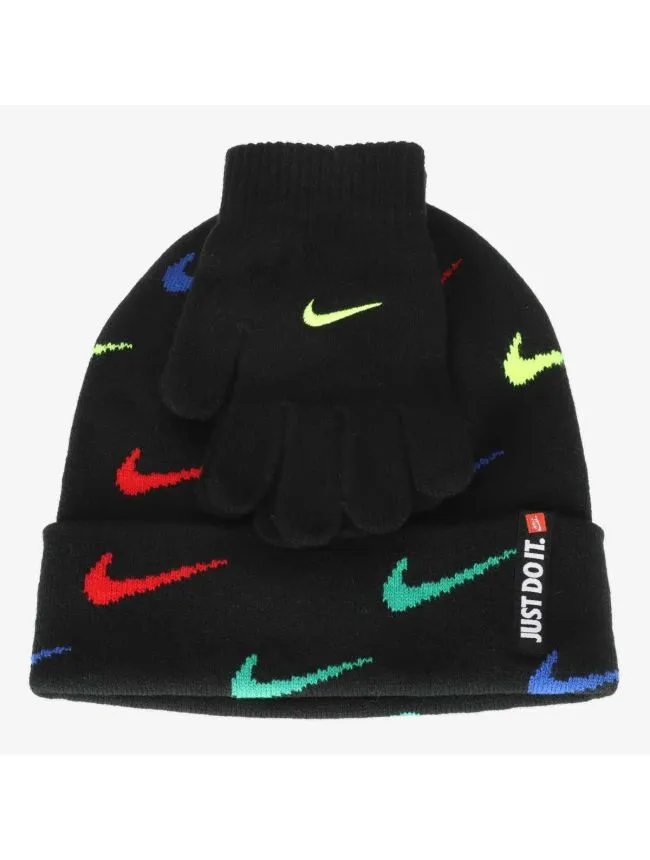 Swoosh repeat beanie set