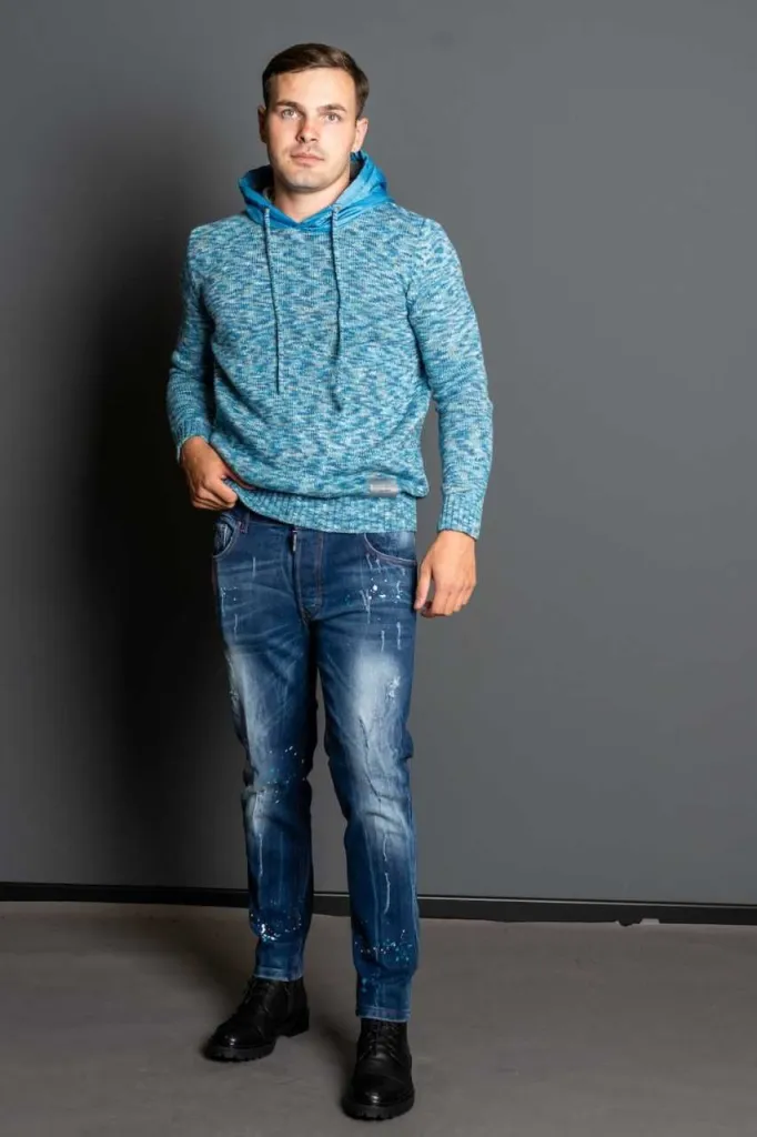 Takeshy kurosawa muški pleteni duks 83655, plavi