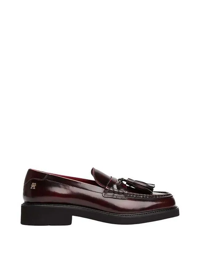 Tommy hilfiger - bordo kožne mokasine za žene