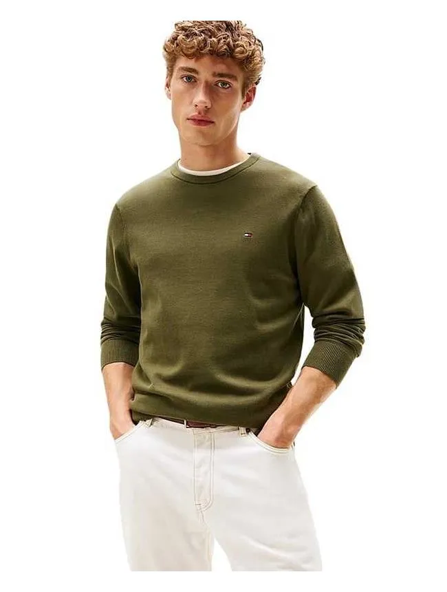 Tommy hilfiger - maslinasti muški džemper
