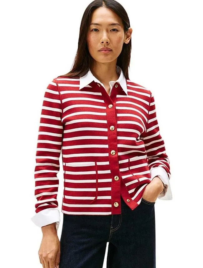 Tommy hilfiger - prugasti ženski kardigan