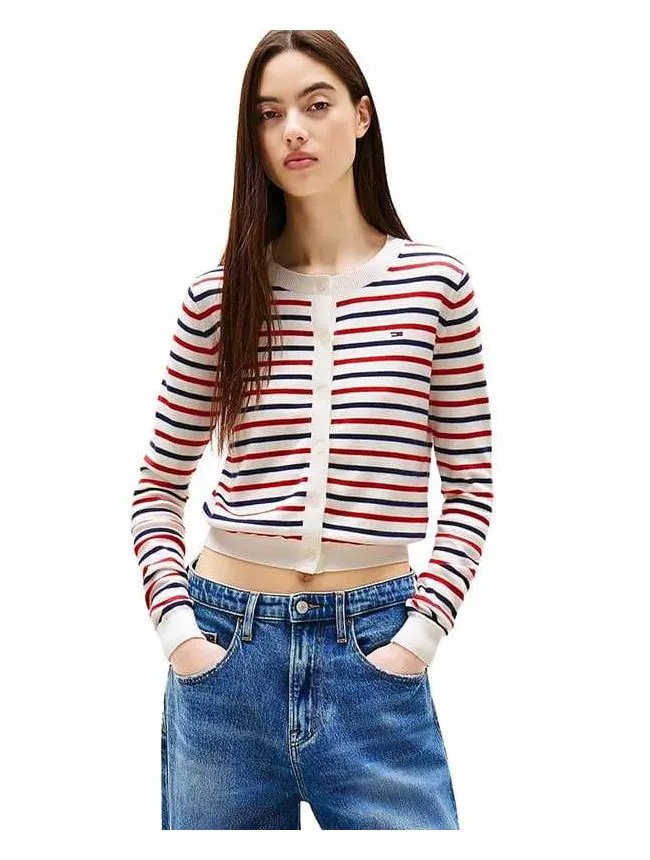 Tommy hilfiger - prugasti ženski kardigan
