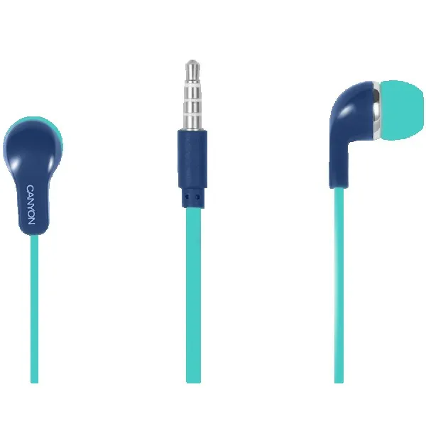 CANYON Stereo Earphones with inline microphone, Green+Blue, cable l...