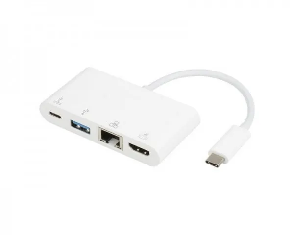E-GREEN Adapter USB 3.1 tip C (M) - HDMI + USB3.0 + RJ45 + tip C (F...
