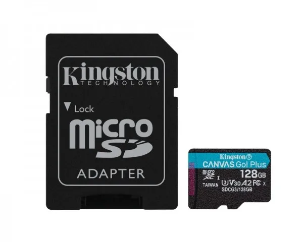 KINGSTON U3 V30 microSDXC 128GB Canvas Go Plus 170R A2 + adapter SD...